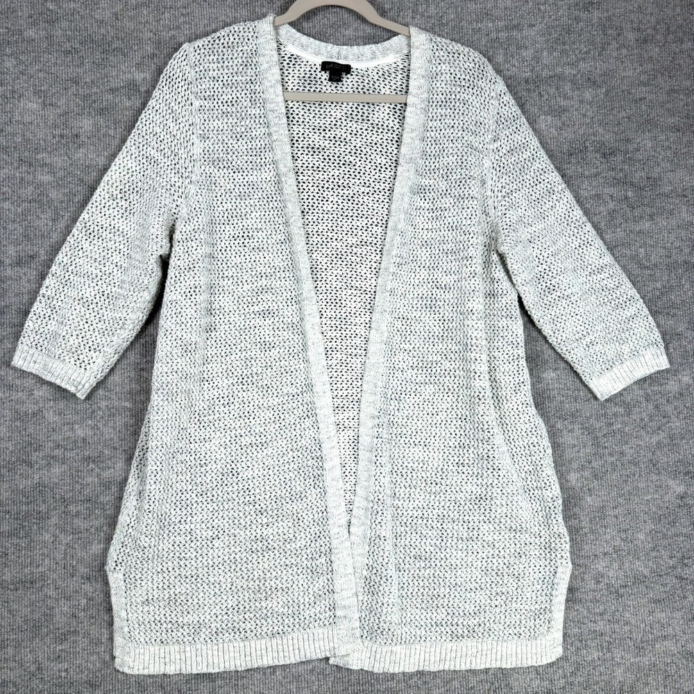 J.Jill Wearever Collection Size-XL Cardigan Mint Green Open Knit Crochet Open